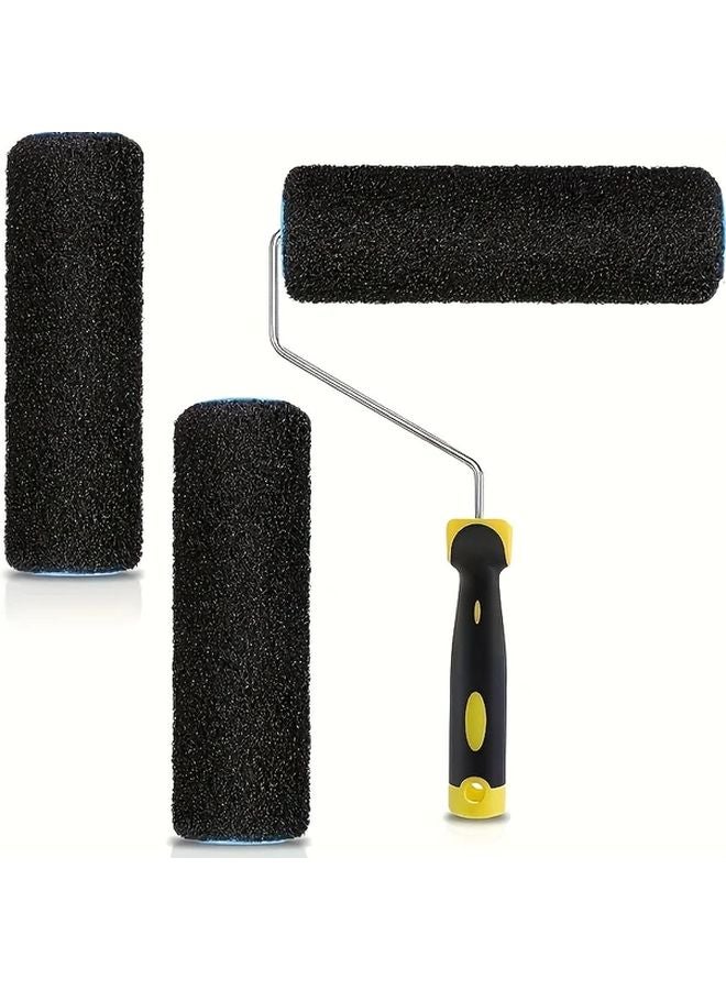 3pcs 9 Inch Drywall Paint Roller Covers Black Nylon Textured Surface 1 8 Nap Height - Image 1