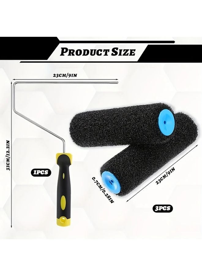 3pcs 9 Inch Drywall Paint Roller Covers Black Nylon Textured Surface 1 8 Nap Height - Image 3