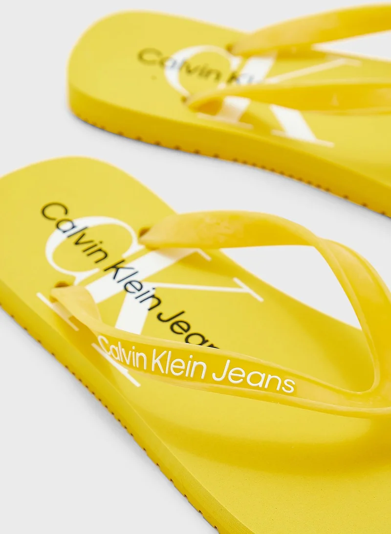 Calvin Klein Jeans Monogram Beach Flip Flops