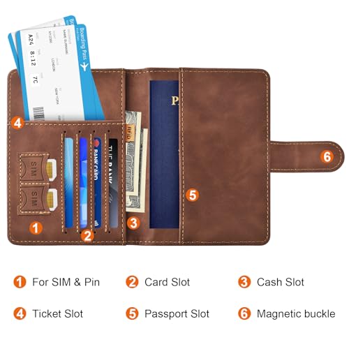 Eoehro Passport Holder for Travel Essentials, Passport Wallet Cover Case for Travel Must Haves Accessories,Passport Book Holders for Women and Men(brown) - Image 3