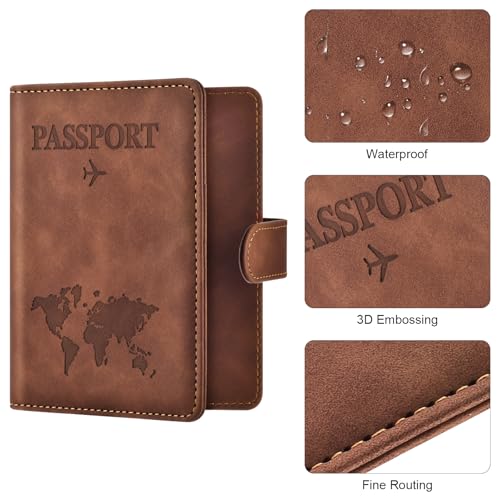 Eoehro Passport Holder for Travel Essentials, Passport Wallet Cover Case for Travel Must Haves Accessories,Passport Book Holders for Women and Men(brown) - Image 5