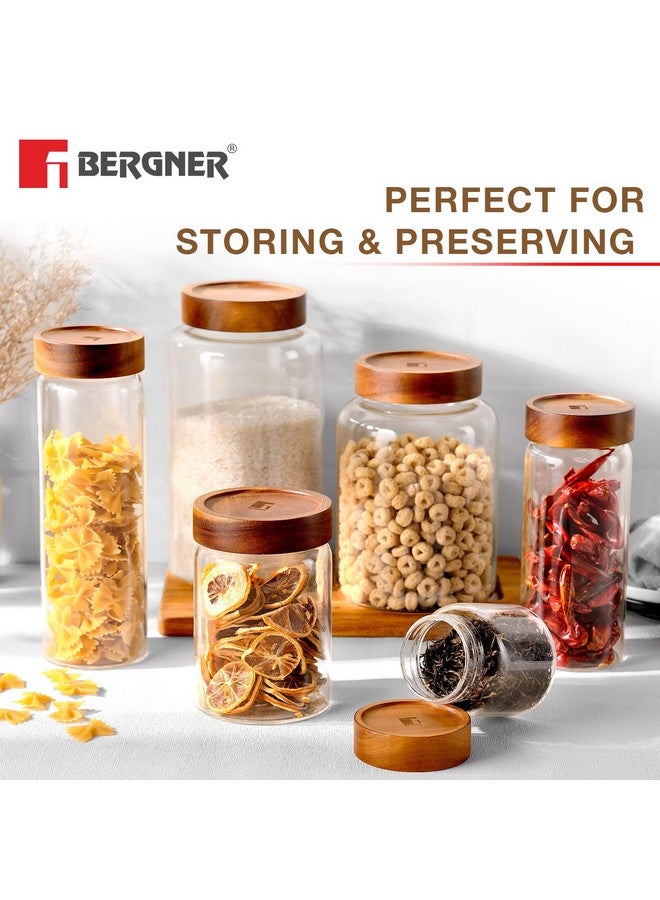 Bergner Acadia Borosilicate Glass Jars with Solid Wood Lid, Set of 2 Jars, 200ml Each, For Storing and Preserving Sugar, Flour, Tea, Coffee, Spices, Biscuits, Oats | Multipurpose Container for Kitchen - Image 3