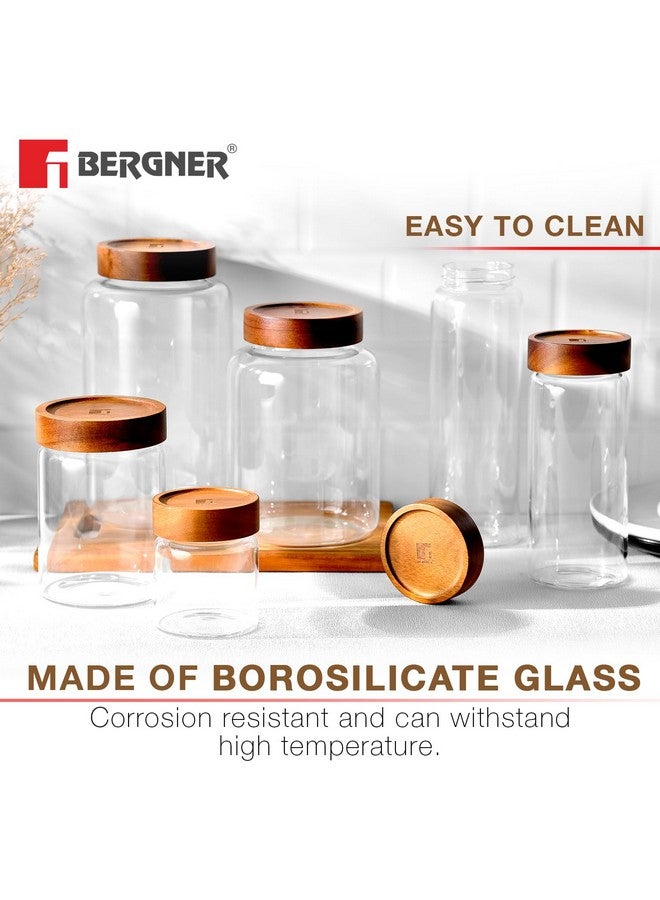 Bergner Acadia Borosilicate Glass Jars with Solid Wood Lid, Set of 2 Jars, 200ml Each, For Storing and Preserving Sugar, Flour, Tea, Coffee, Spices, Biscuits, Oats | Multipurpose Container for Kitchen - Image 4