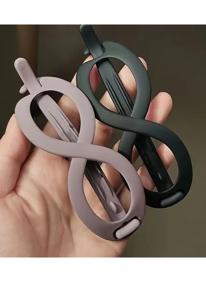 جلوسكي 2 أجهزة كمبيوتر شخصية بسيطة رمز اللانهائية مقاطع الموز مجموعة أنيقة ماتي لون صلب جوف خارج مقاطع التواء النساء الظهر لوحة رأس الشعر ذيل الحصان مقاطع الشعر الرأس - Image 1