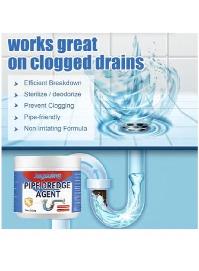 Jaysuing Pipe Dredge Agent, Bathroom Drain Cleaner, Powerful Pipe Excavator, Kitchen Sink Drain Cleaner, Home Sewer Toilet Kitchen Dredging Deodorant Clogged Channel Agent, Deep Cleaning And Quick Effect, 200G - Image 2