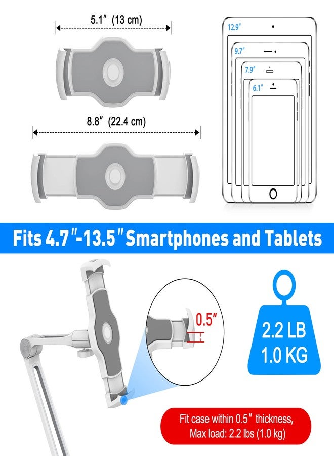 AboveTEK Kitchen Tablet Stand - HIGHFlex 360 Superior Strength Portable 4.7 to 13.5 Inch Universal Tablet Stand & Phone Holder for Kitchen, Counter & Wall - 4 PT Wobble Free Mount (White) - Image 2
