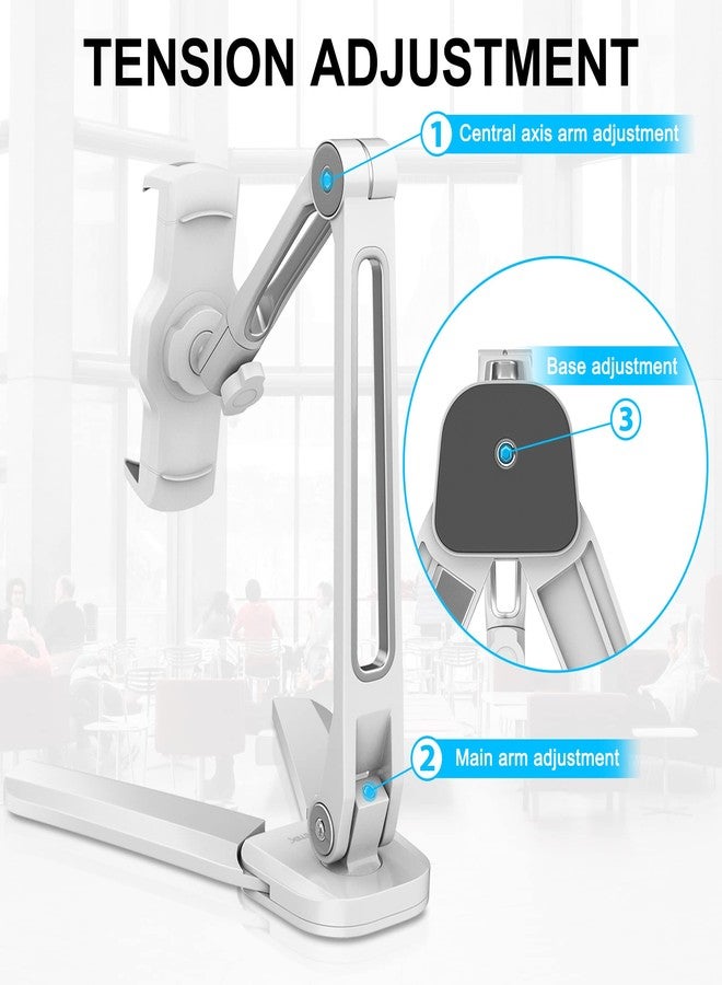 AboveTEK Kitchen Tablet Stand - HIGHFlex 360 Superior Strength Portable 4.7 to 13.5 Inch Universal Tablet Stand & Phone Holder for Kitchen, Counter & Wall - 4 PT Wobble Free Mount (White) - Image 4