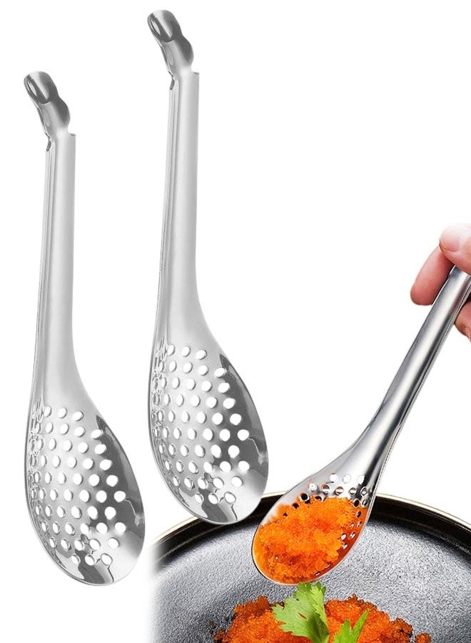 2Pieces Spherification Spoon Set - Stainless Steel Caviar and Molecular Gastronomy Bar Egg Spoons - Small Slotted for Olives and Capers in Jar - Kitchen Tool - Image 1
