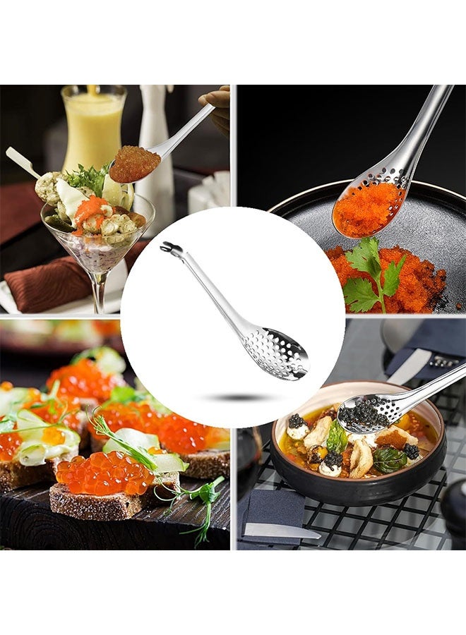 2Pieces Spherification Spoon Set - Stainless Steel Caviar and Molecular Gastronomy Bar Egg Spoons - Small Slotted for Olives and Capers in Jar - Kitchen Tool - Image 5