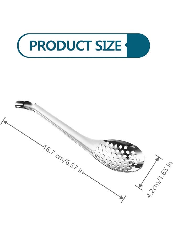 2Pieces Spherification Spoon Set - Stainless Steel Caviar and Molecular Gastronomy Bar Egg Spoons - Small Slotted for Olives and Capers in Jar - Kitchen Tool - Image 2