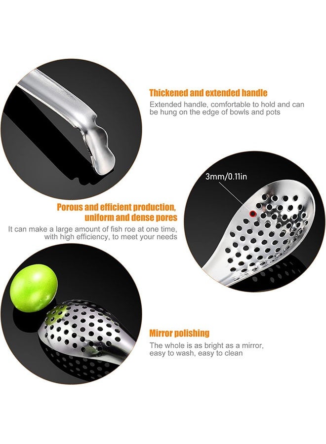 2Pieces Spherification Spoon Set - Stainless Steel Caviar and Molecular Gastronomy Bar Egg Spoons - Small Slotted for Olives and Capers in Jar - Kitchen Tool - Image 3