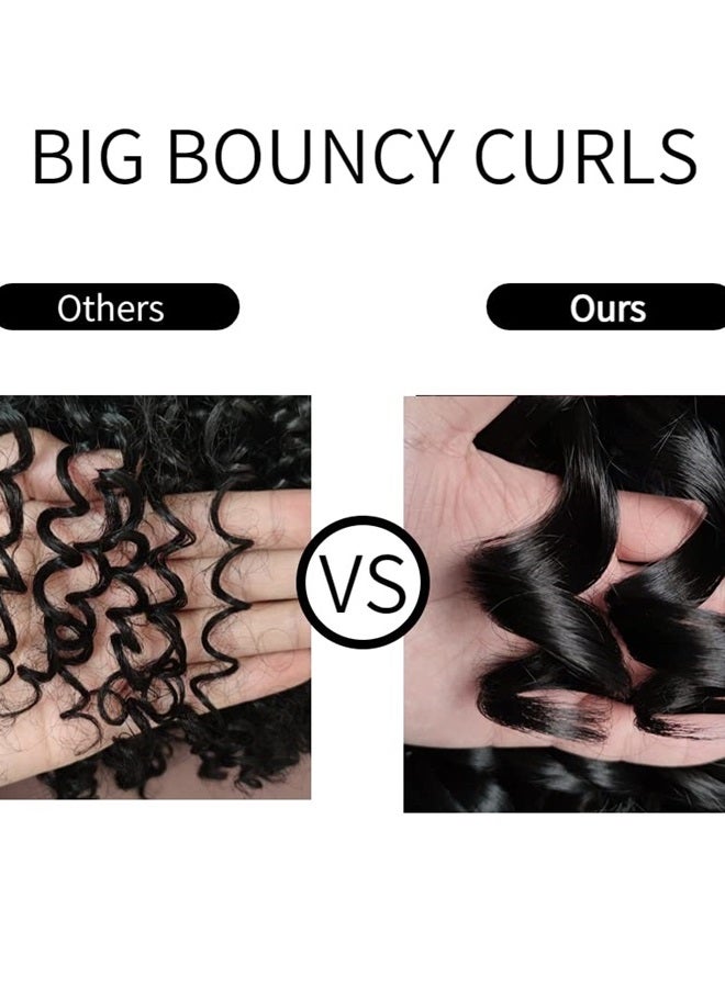 ELIM Curly Wigs for Black Women Short Kinky Curly Black Wigs for Women Big Curly Afro Soft Wig with Bangs Heat Resistant Natural Cute Synthetic Wig with Accessories Z014 - Image 3