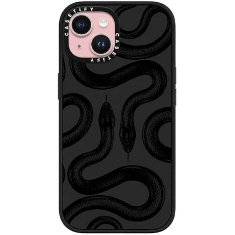 Casetify Impact iPhone 15 Case 【4X Military Grade Drop Tested / 8.2ft Drop Protection】 - Animal Prints - Black Kingsnake - Matte Black - Image 1