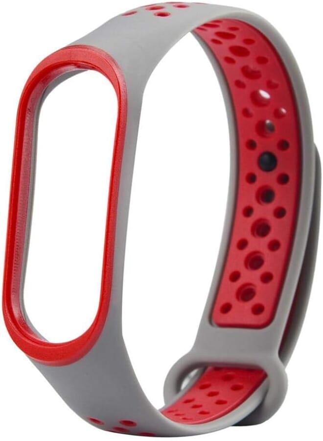 Humble Premium Soft Silicone Mi Band 4 Strap Waterproof Compatible with Xiaomi Mi Band 4 & Mi Band 3 Strap, Soft Silicone Air-Hole Replacement Wristbands (Grey & Red)