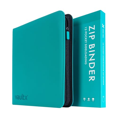 Vault X 12 Pocket Trading Card Zip Binder 480 Cards Premium ExoTec Album Material 20 SideLoading Pages Folder Sports TCG Teal - Image 1