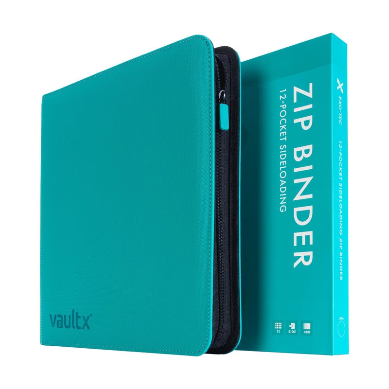 Vault X 12 Pocket Trading Card Zip Binder 480 Cards Premium ExoTec Album Material 20 SideLoading Pages Folder Sports TCG Teal - Image 2