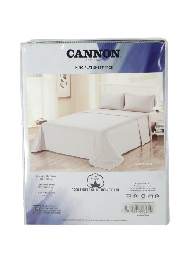 4 -Piece TC200 King Bed Sheet Set Cream  9.6 x 39.4 x 19.6 cm CNON K4PCPL100