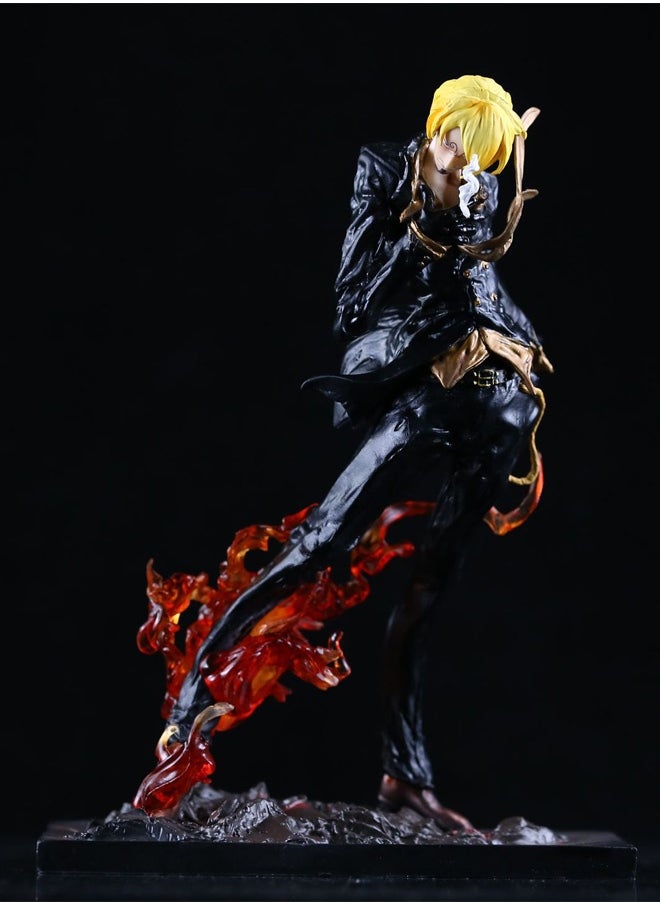 One Piece One Piece Sanji Black Action Figure Decorative Resin Sculpture Home Decor Statue, Art Figurine Home Ornament Decoration for Office, Living Room, Bedroom, Book Shelf, TV Cabinet, Desktop  - Image 1
