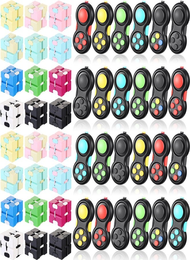Junkin 24 Pcs Bulk Fidget Pad Controller and Cube Toys Party Favors Mini Blocks Game Controller for Anxiety Stress Relief Birthday Return Gifts Stocking Stuffers for Boy and Girl - Image 1