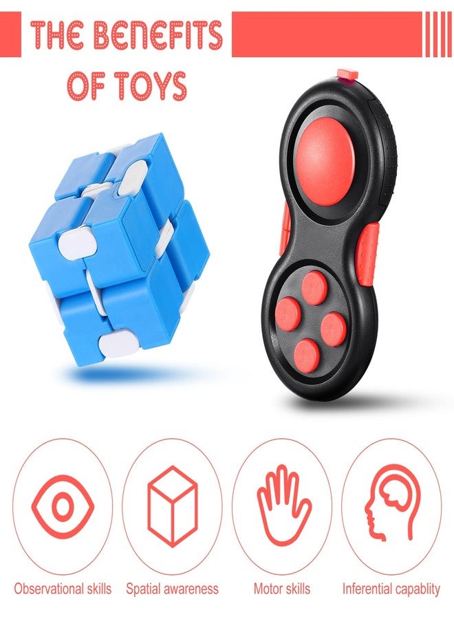 Junkin 24 Pcs Bulk Fidget Pad Controller and Cube Toys Party Favors Mini Blocks Game Controller for Anxiety Stress Relief Birthday Return Gifts Stocking Stuffers for Boy and Girl - Image 2