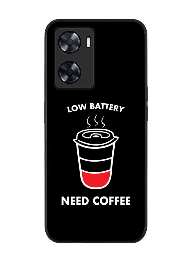 Stylizedd Rugged Black edge case for Oppo A57 4G/Oppo A77 4G/Oppo A77s Slim fit Soft Case Flexible Rubber Edges Anti Drop TPU Gel Thin Cover - Low battery need coffee - Image 1