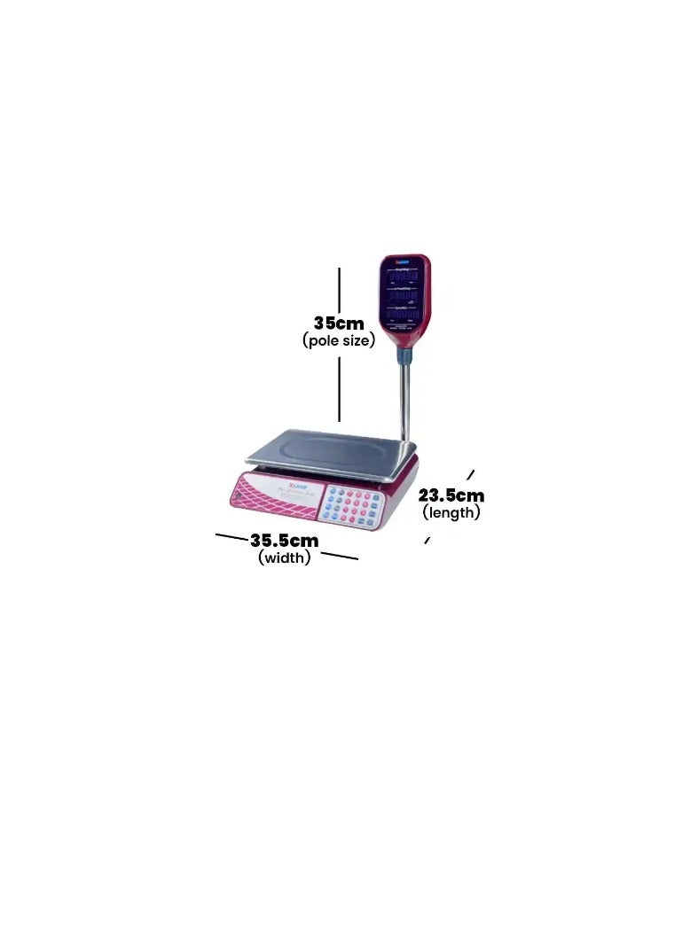 CAMRY Digital Commercial Price Scale 30kg Silver/Red/Black 35.5x23.5cm - Image 2
