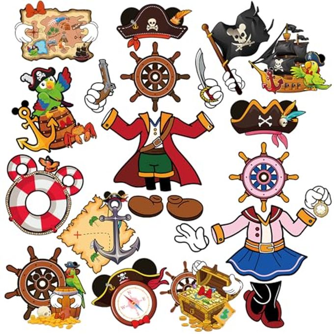 RiVolTa Mouse Pirate Cruise Magnets - 24 Pcs Funny Captain Ship Door Decorations Magnetic Stickers Personalized Cabin Anchor Stateroom Decals Carnival Holiday Party Accessories Car Refrigerator Decor