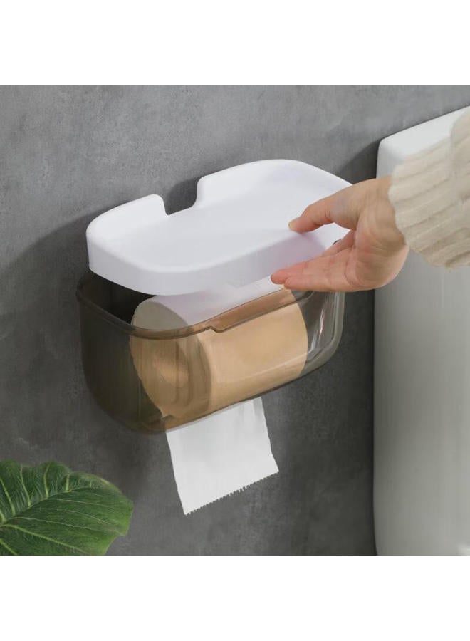 Mengting Toilet Paper Holder, No Drilling Required, Bathroom Tissue Dispenser, Wall-mounted Roll Paper Storage Rack, Waterproof Tissue Box - Image 2