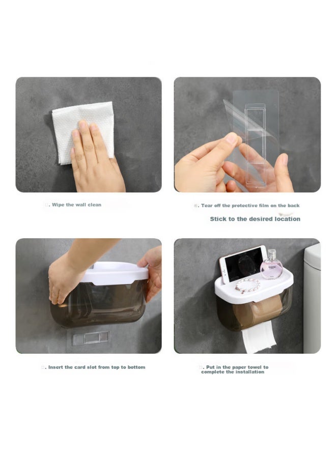 Mengting Toilet Paper Holder, No Drilling Required, Bathroom Tissue Dispenser, Wall-mounted Roll Paper Storage Rack, Waterproof Tissue Box - Image 1
