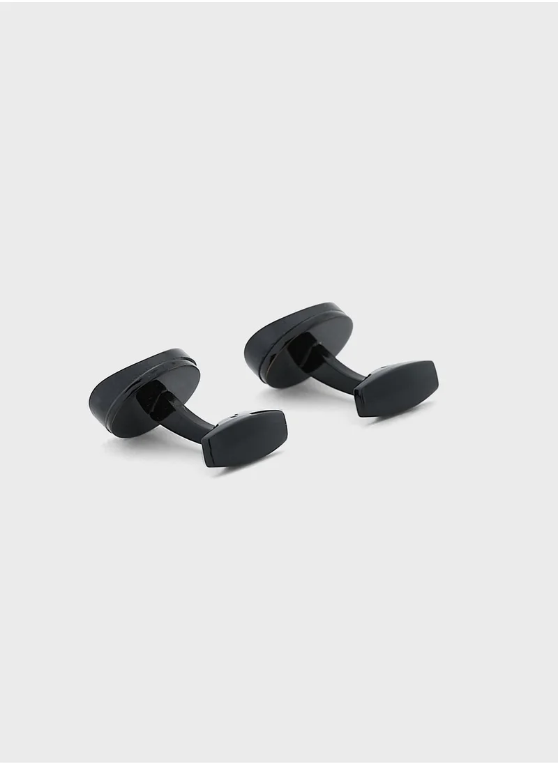 Robert Wood Oval Design Cufflink In Gift Box