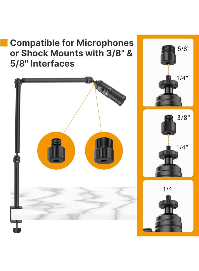 ULANZI Flexible Arm, LS08 Overhead Camera Mount, Desk Camera Stand 3 Section Pole Adjusted, Webcam Microphone Boom Arm with ¼-inch Screw, Clamp Mount for Photography, Video, Live Streaming - Image 3