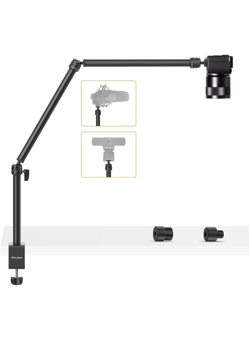 ULANZI Flexible Arm, LS08 Overhead Camera Mount, Desk Camera Stand 3 Section Pole Adjusted, Webcam Microphone Boom Arm with ¼-inch Screw, Clamp Mount for Photography, Video, Live Streaming - Image 1