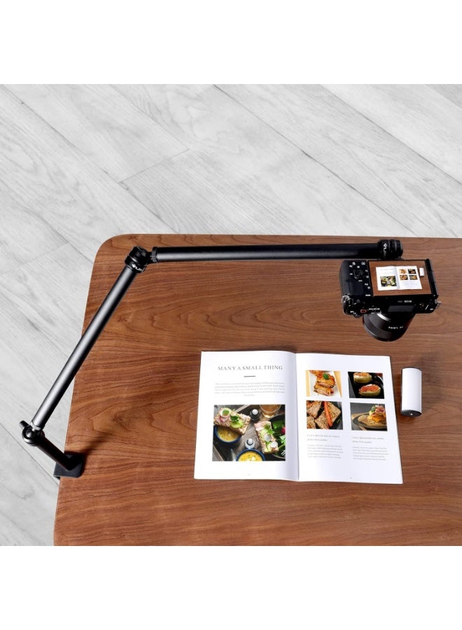 ULANZI Flexible Arm, LS08 Overhead Camera Mount, Desk Camera Stand 3 Section Pole Adjusted, Webcam Microphone Boom Arm with ¼-inch Screw, Clamp Mount for Photography, Video, Live Streaming - Image 5