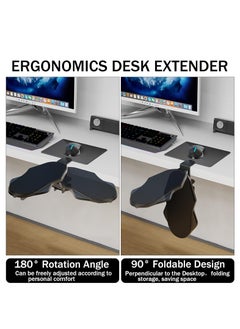 Aideli Computer Arm Rest Support Extender for Desk, Adjustable Rotating Arm Wrist Rest Pad Holder, Ergonomic Elbow Rest Holder, Folding, Rotating,Computer Desk Extender Tray for Home and Office  - Image 2