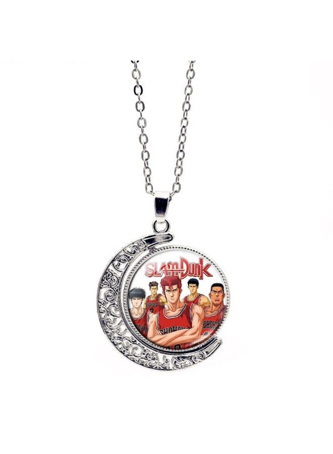 KUYING New Slam Dunk Double Sided Rotating Moon Pendant Necklace 