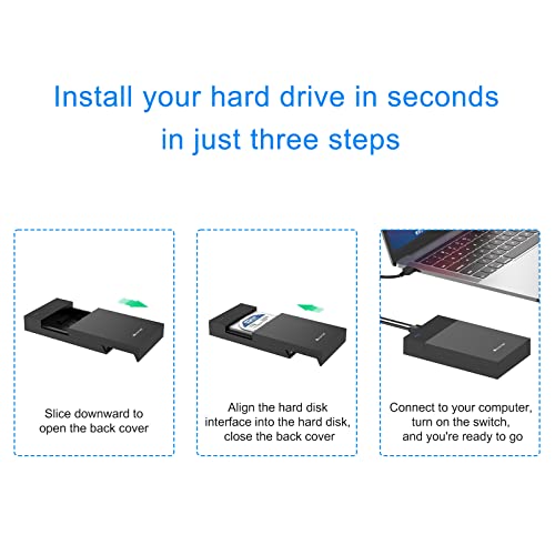 Mackertop 3.5" Hard Drive Enclosure Tool-Free External Hard Drive Enclosure 5Gbps USB 3.0 to SATA Adapter Hard Disk Case for 3.5 Inch HDD/SSD Max 6TB (Support UASP) - Image 3