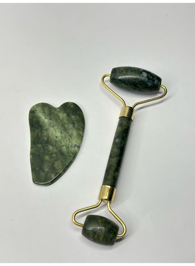 أسطوانة تدليك الوجه باليشم وأداة غوا شا الطبيعية والحجرية لعلاج الوجه والرقبة - Image 2