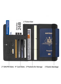 KHAJUL Passport Travel Holder Cover Case with Elastic Strap, PU Leather Rfid Blocking Document Organizer Protector, For Credit & Id Cards, Boarding Passes (Brown)  - Image 4