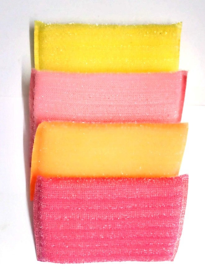 Blue Hut 4 Pcs Multi Colour Foam Pad Sponge Scourer Kitchen Scrubber for Dish/Utensils/Tiles Cleaning (14 CM X 9 CM) - Image 1