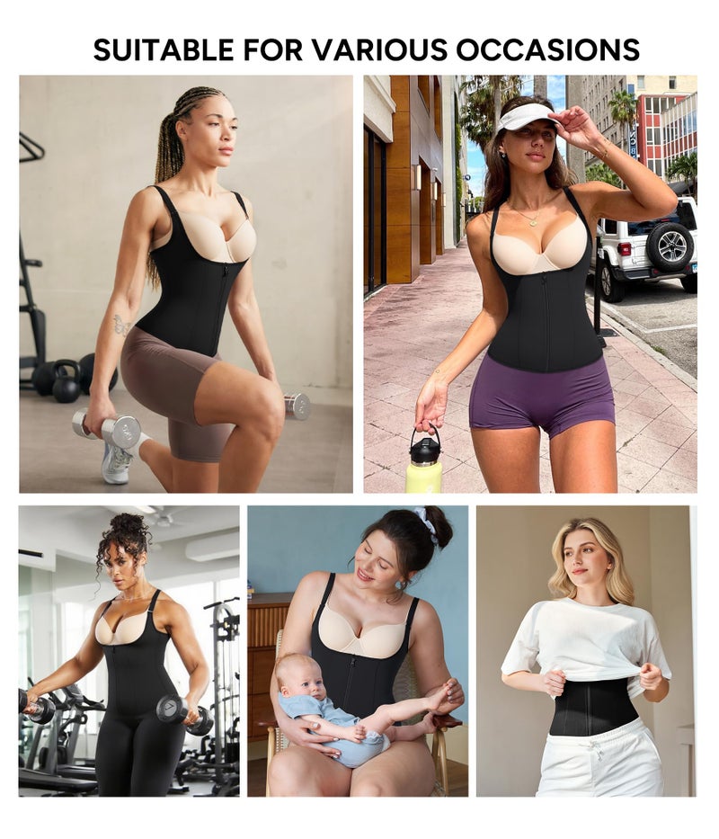 Nebility Women Waist Trainer Corset Zipper Vest Body Shaper Cincher Tank Top with Adjustable Straps (4XL, Black) - Image 5