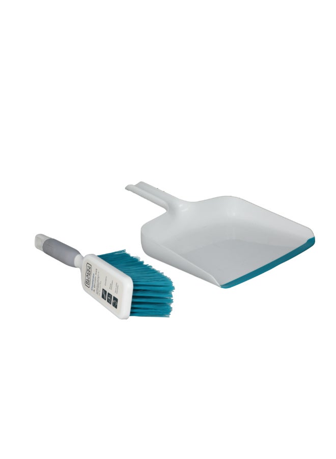 BLACK+DECKER Durable High Quality Ergonomic Handle Dustpan and Brush Set White and Blue 64599 - Image 3