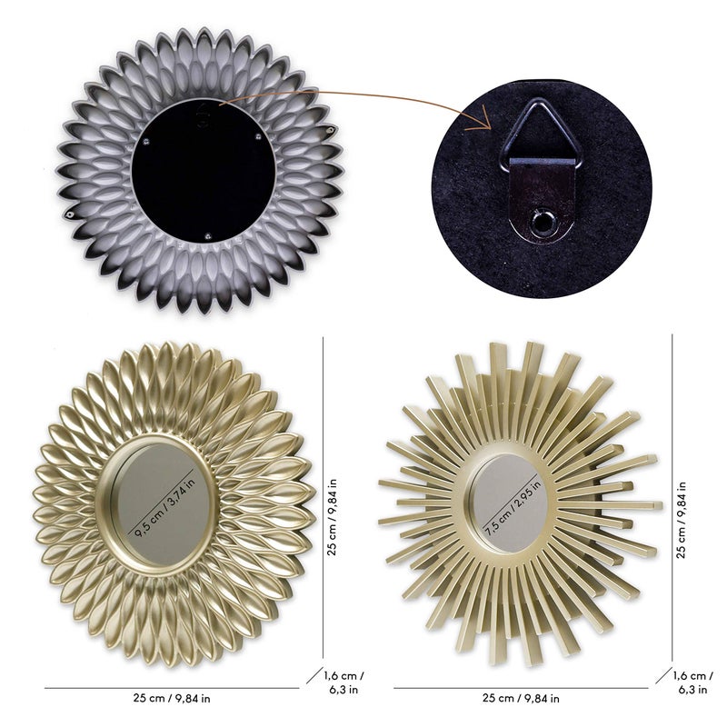 BONNYCO Gold Mirrors for Wall Pack of 3, Round Wall Mirrors Bedroom Room and Home Decor. Espejos Decorativos de Pared Sala Dormitorio, Modern Minimalist Decor Vintage, Chic. Gifts for Women Mums - Image 4