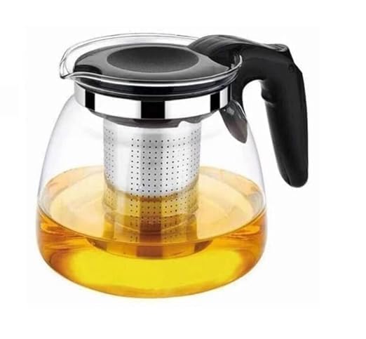 QUMAZZ Glass Teapot Kettle with Stainless Steel Infuser Lid Glass Tea Kettle Stovetop Safe Blooming Loose Leaf Teapot Transparent Green 2 Tea Strainer Glass Kettle 1000 ML - Image 1