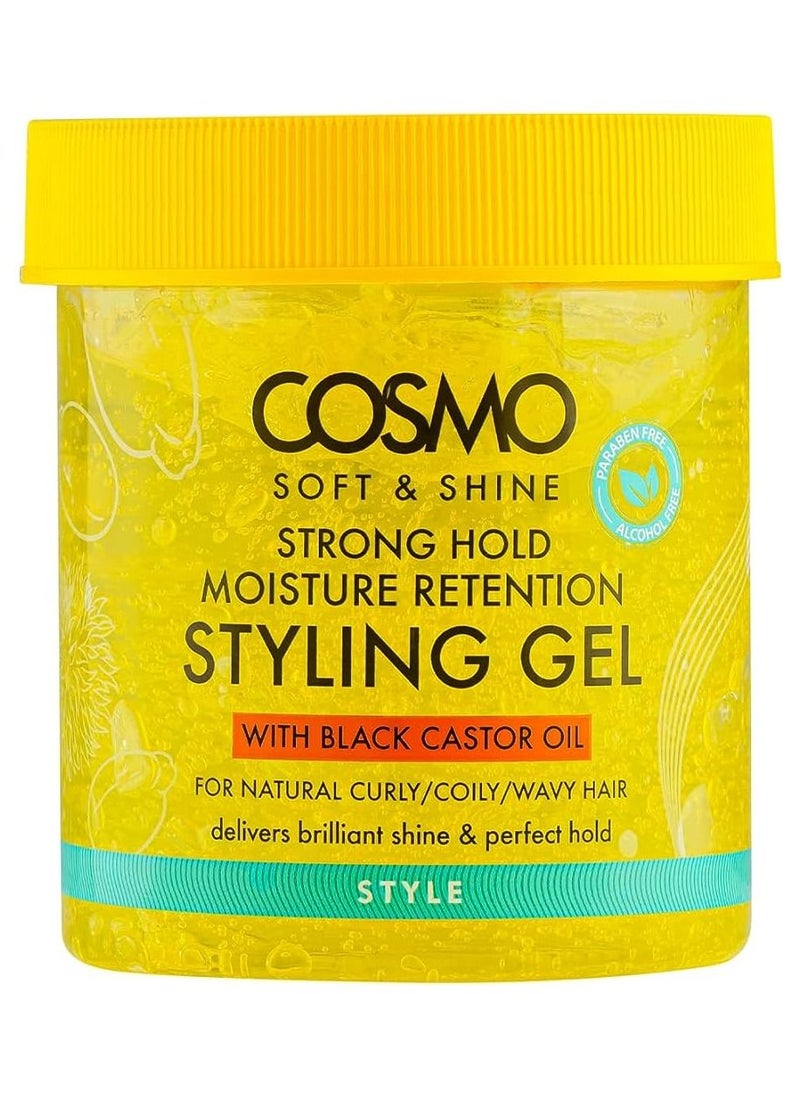 COSMO Soft And Shine Strong And Hold Moisture Retention Styling Gel With Black Castor Oil 450g 