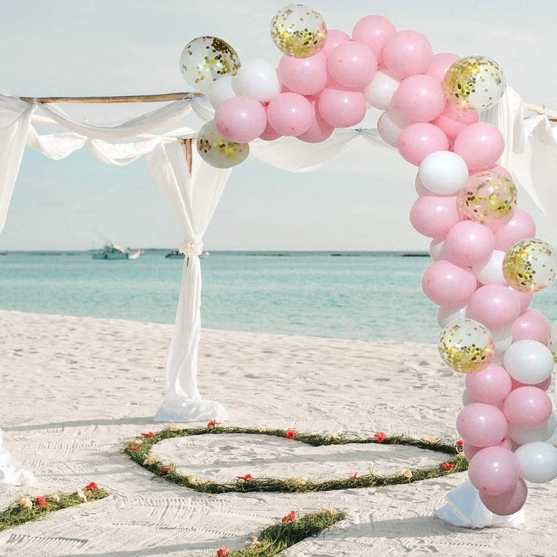 Theme My Party Balloon Arch Garland Kit, 112Pcs Party Balloons Decoration Set, Gold Confetti Balloons & White & Pink Latex Balloons for Baby Shower, Wedding, Birthday - Image 5