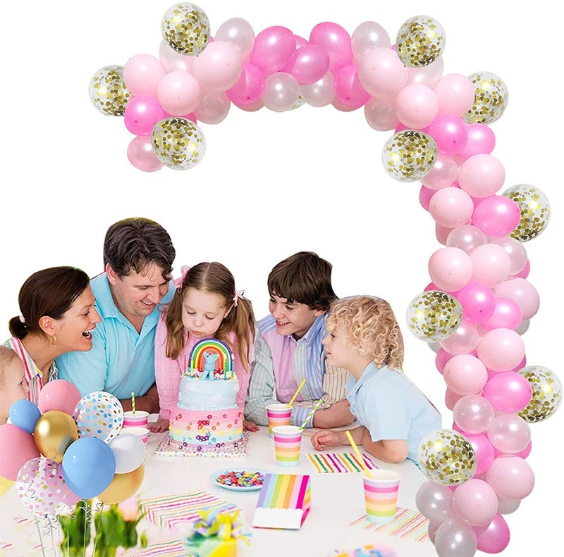 Theme My Party Balloon Arch Garland Kit, 112Pcs Party Balloons Decoration Set, Gold Confetti Balloons & White & Pink Latex Balloons for Baby Shower, Wedding, Birthday - Image 3