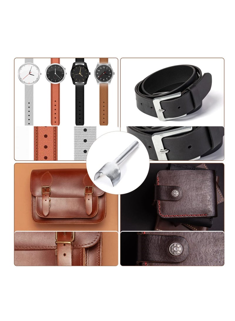 SYOSI - Leather Craft Tools Half-Round Punch, 7 Pieces Steel Type C DIY Leather Tools with Handle for Crafting Strap Belt, Wallet and Bag, Handwork Tool Set (10-40mm) - Image 1