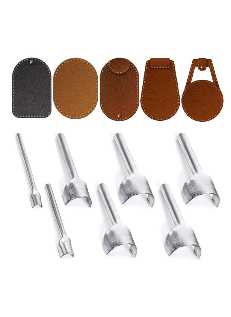SYOSI - Leather Craft Tools Half-Round Punch, 7 Pieces Steel Type C DIY Leather Tools with Handle for Crafting Strap Belt, Wallet and Bag, Handwork Tool Set (10-40mm) - Image 1