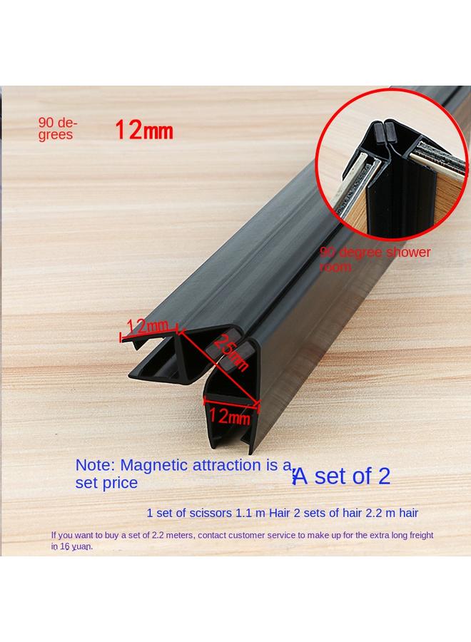 Bluejw Special Thick Shower Room Water Barrier Magnetic Door Gap Wind Barrier Waterproof Strip Bathroom Glass Door Sealing Strip Anti-collision Black - Image 1