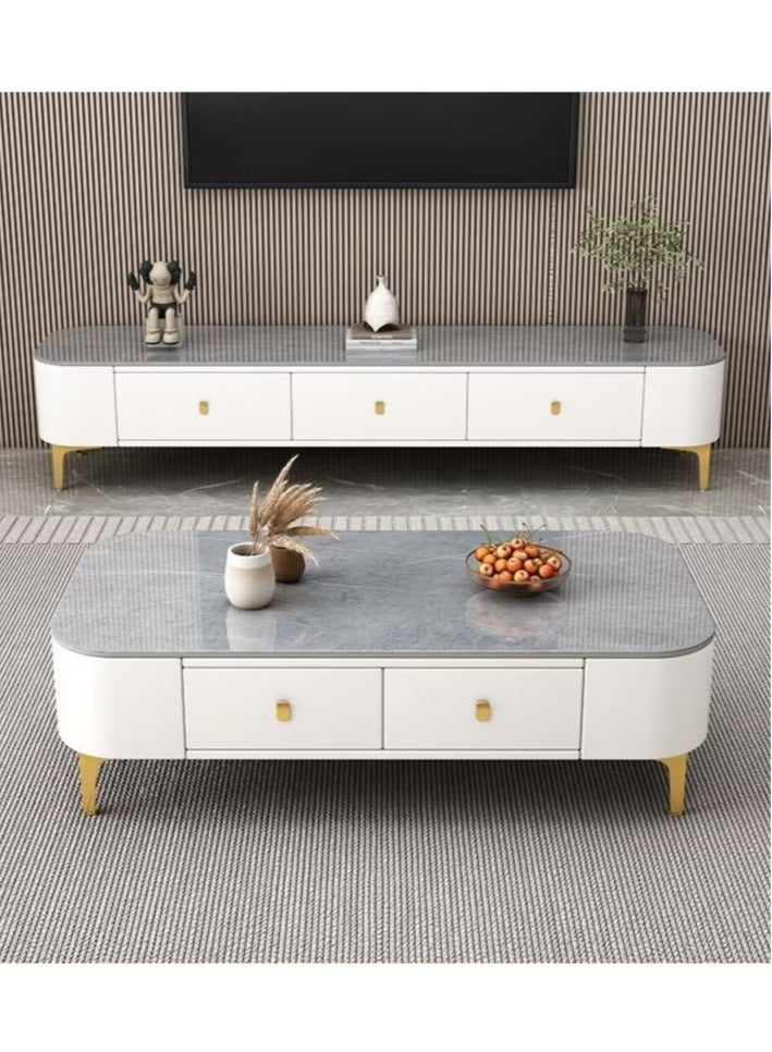 Generic Light Luxury Glass Tea Table Simple Small Family Living Room Modern Square Storage Tea Table TV Cabinet Combination  - Image 1